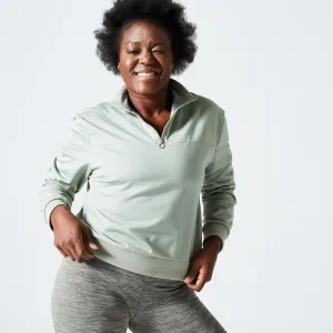 Women's Cardio Fitness Long-Sleeved Cropped Sweatshirt - Green