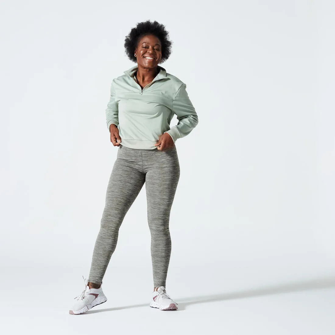 Women's Cardio Fitness Long-Sleeved Cropped Sweatshirt - Green