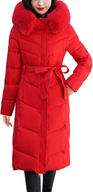 Womens Casual Solid Long Puffer Jacket Fashion Street Go Out Hooded Zipper Down Coat 2024 Winter Warm Outwear Outfits