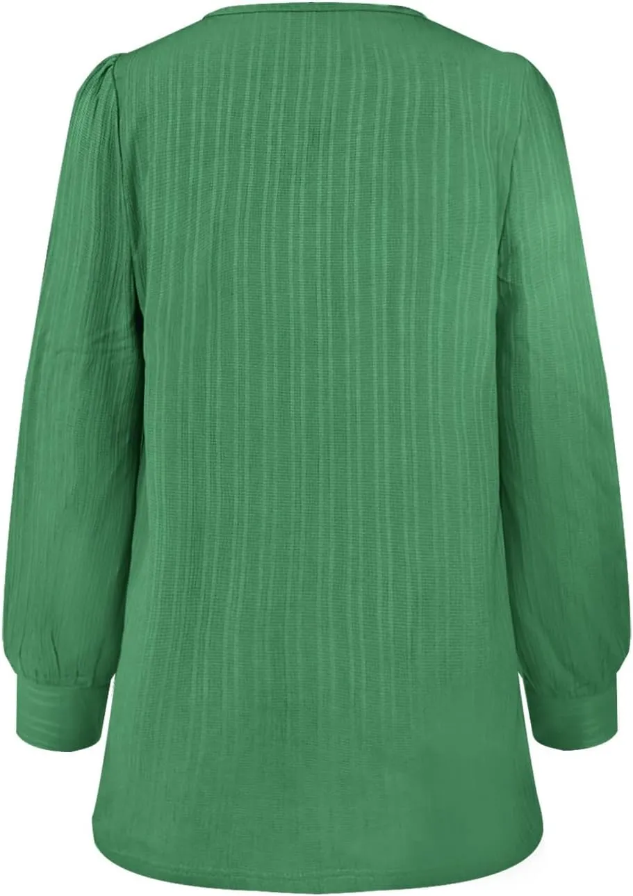 Womens Casual V Neck Tops Spring 2025 Long Sleeve Shirts Basic T Shirts Lightweight Loose T-Shirts Solid Tee Clothes