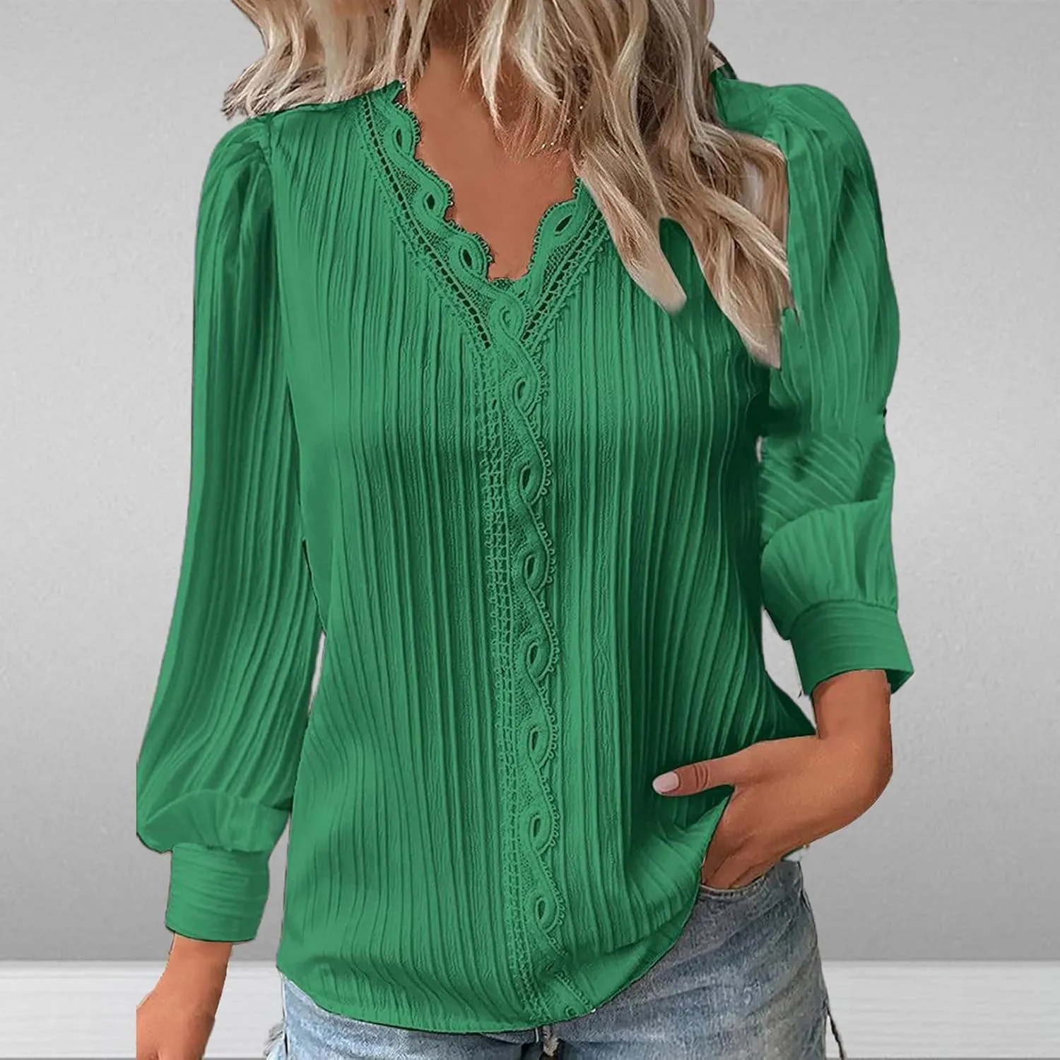 Womens Casual V Neck Tops Spring 2025 Long Sleeve Shirts Basic T Shirts Lightweight Loose T-Shirts Solid Tee Clothes