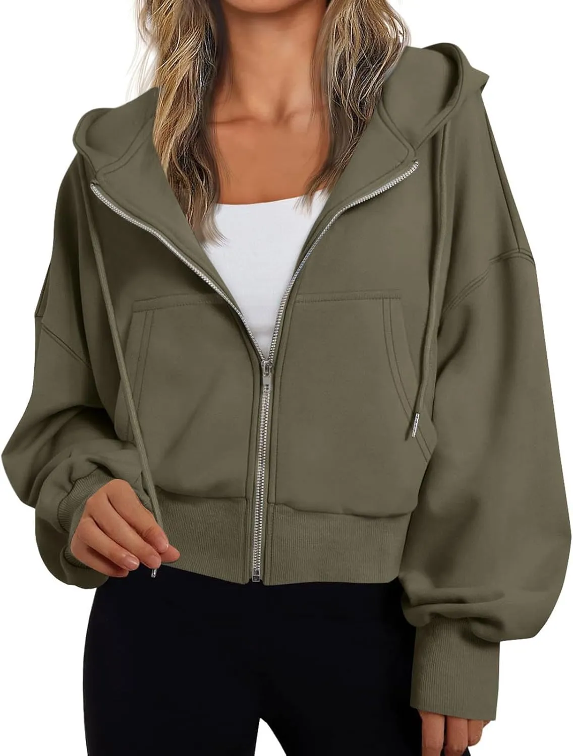 Womens Classic Fall Winter Sweatshirt Thicken Warm Cozy Soft Sweatshirts Long Sleeve Zip Up Hoodies with Pockets