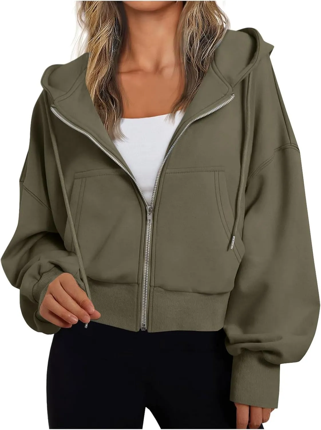 Womens Classic Fall Winter Sweatshirt Thicken Warm Cozy Soft Sweatshirts Long Sleeve Zip Up Hoodies with Pockets