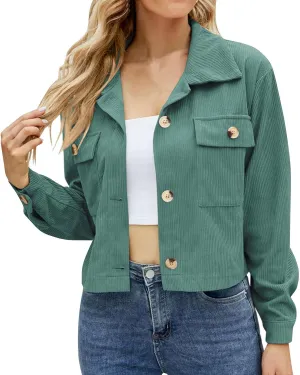 Womens Cropped Button Up Hoodies Sweatshirt Solid Color Lapel Long Sleeve Lightweight Jacket Winter Outfits Clothes