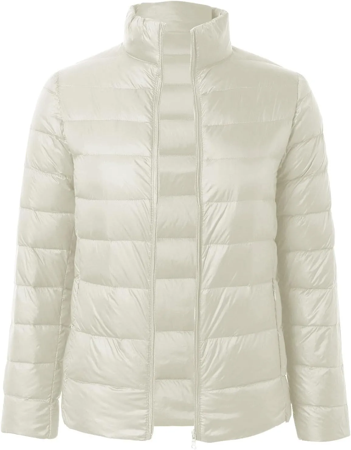 Womens Cropped Puffer Jacket Lightweight Packable Down Coat Casual Warm Zipper Long Sleeve Outwear 2024 Winter Coats