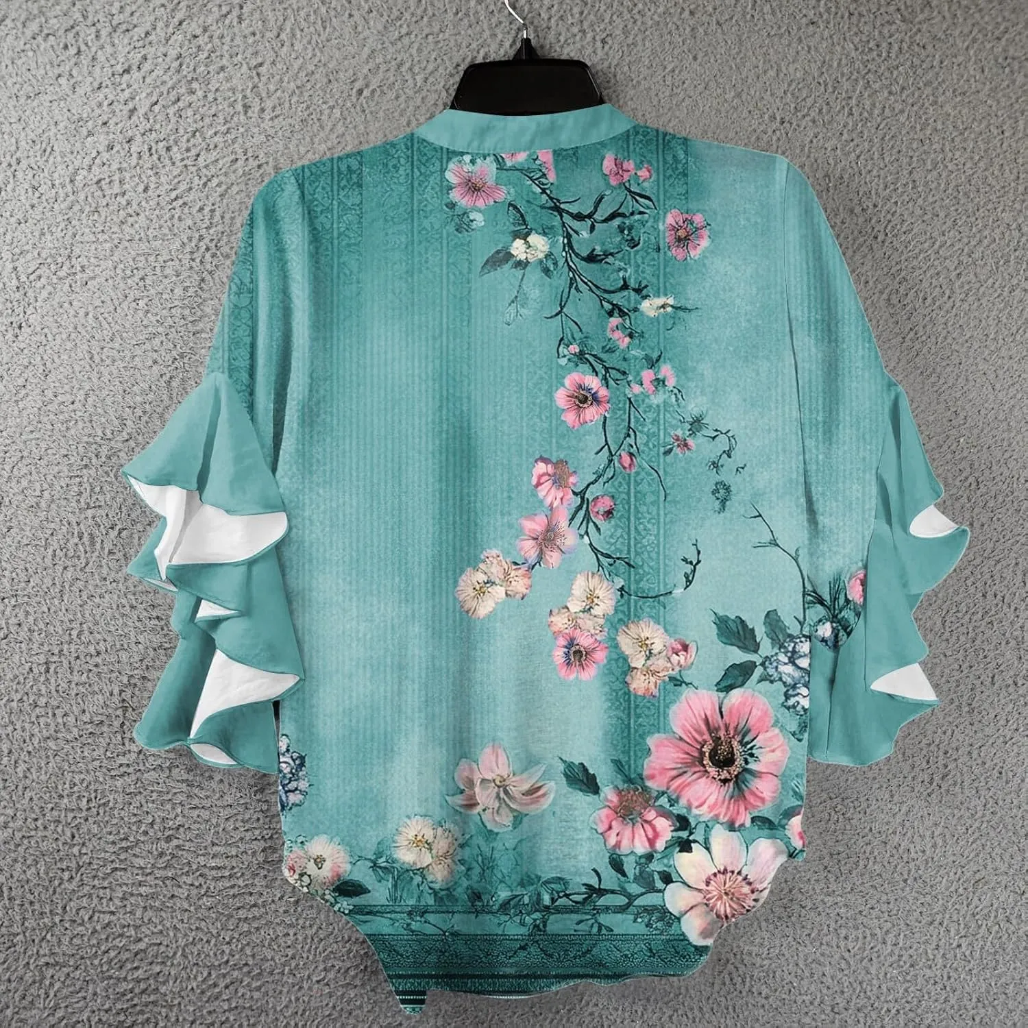 Womens Dress Shirts 3/4 Sleeve Loose Ruffle Summer Tshirt Button Down Henley Vneck Pleated 2025 Tops 1/2 Sleeve Blouse