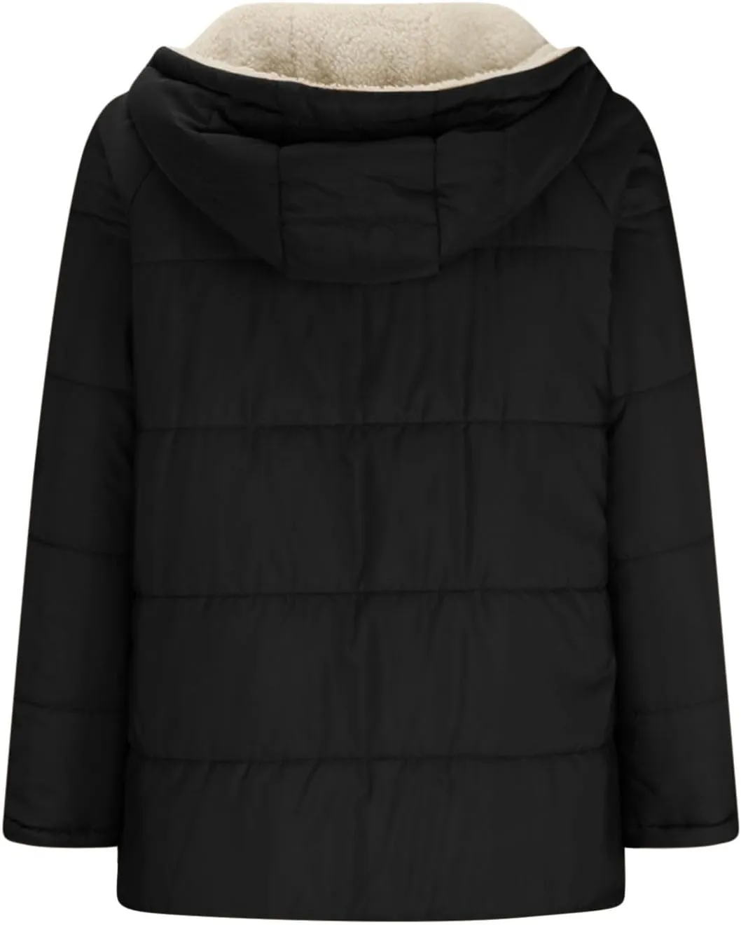 Women's Fall Winter Sherpa Jacket Warm Long Sleeve Full Zip Fleece Lined Hooded Jacket Coat Outerwear with Pockets