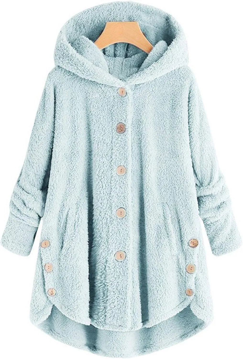 Womens Fleece Jackets Winter Hooded Coats 2024 Oversized Button Down Cardigan Sweater Warm Jacket with Pockets