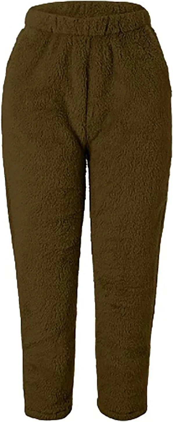 Womens Fleece Pajama Pants Fuzzy Jogger Lounge Pants Pj Pants with Pockets Prime of Day 2023 Canada,Prime Big Deal