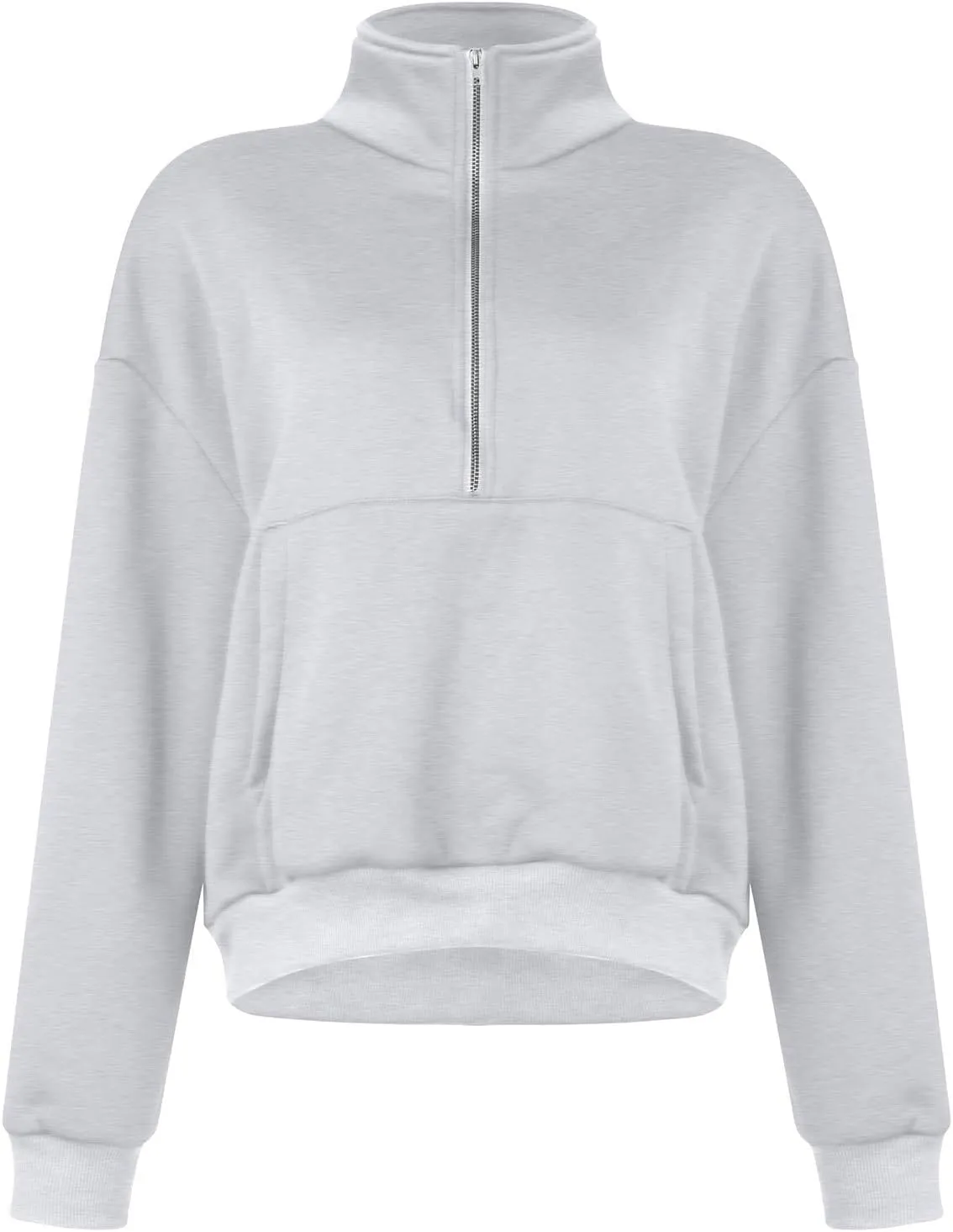 Women's Half Zip Oversized Sweatshirts Long Sleeve Trendy Cropped Pullover Workout Warm Tops with Pockets