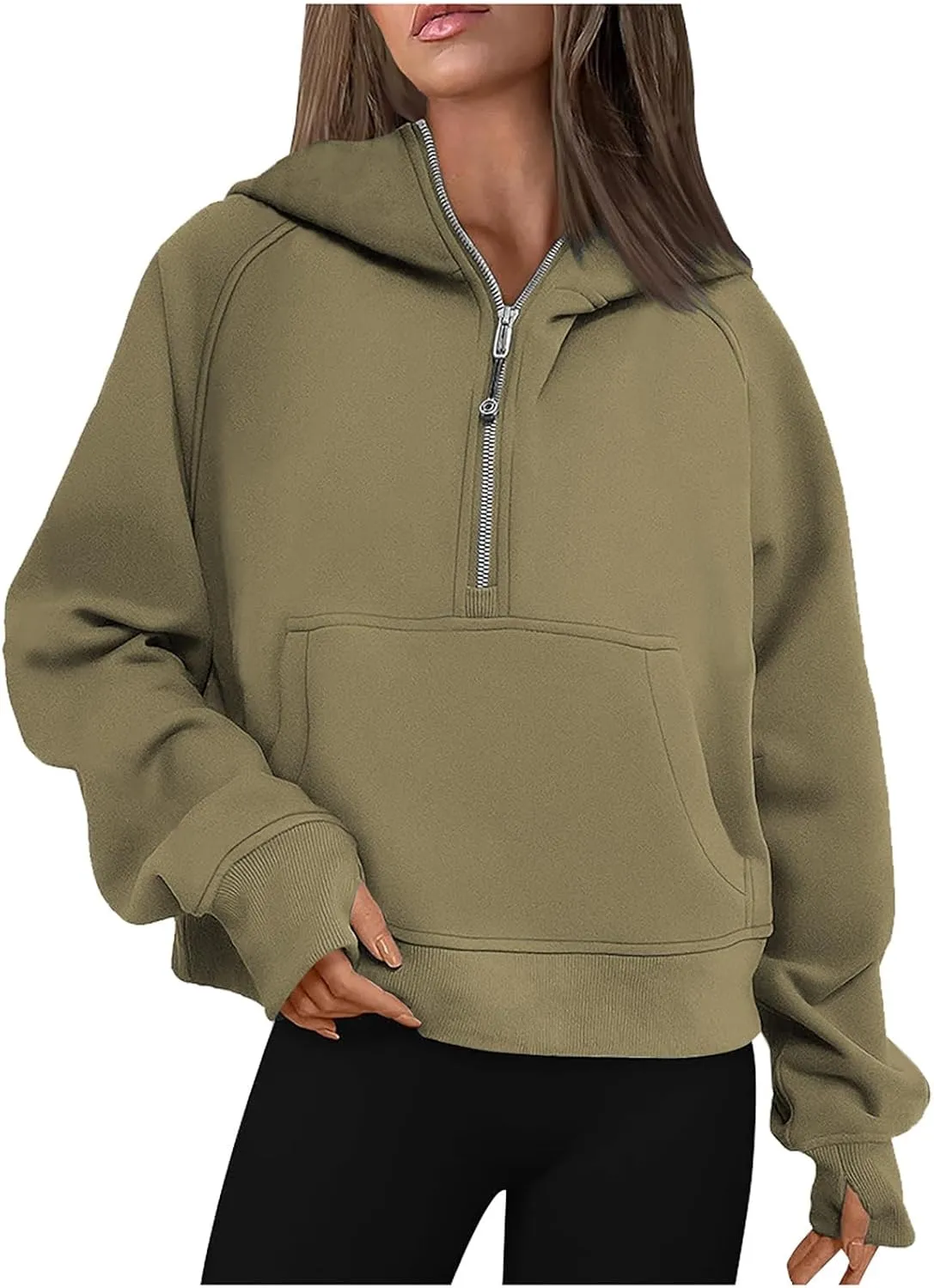 Women's Half Zip Up Sweatshirts Long Sleeve High Neck Pullover Oversized Fall Fashion Outfits Winter Clothes