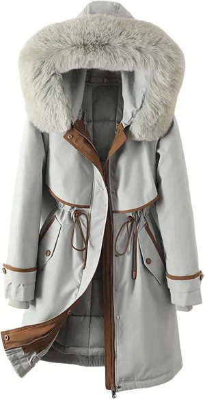 Women's Hooded Winter Coat Waterproof Down Long Jacket Warm Parka Thicken Puffer Coat Quilted Jacket with Fur Hood