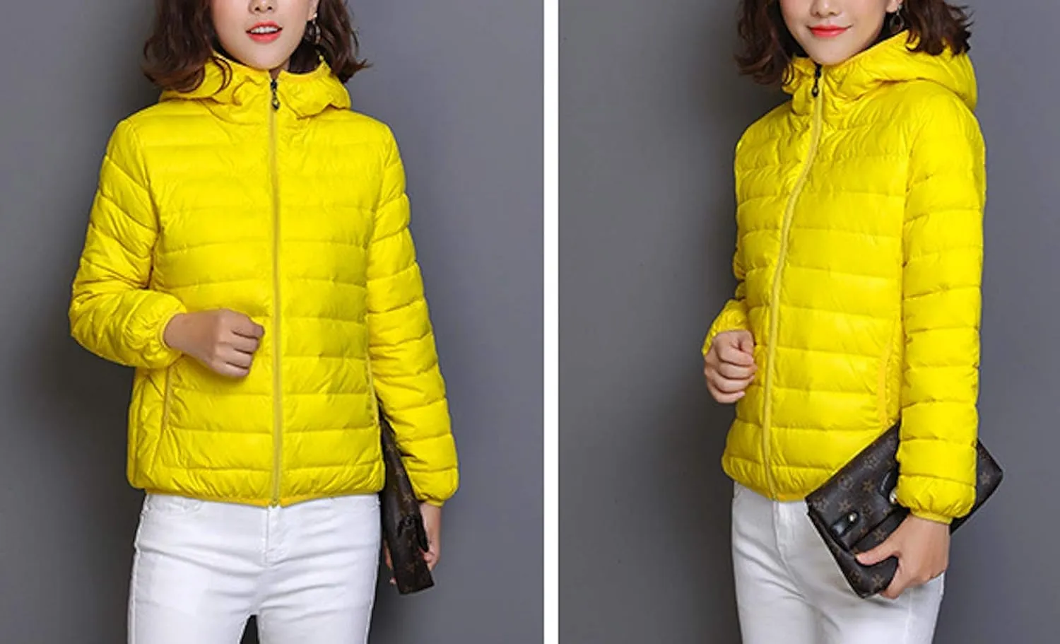 Women's Lightweight Quilted Jacket Hooded Puffer Down Jacket Packable