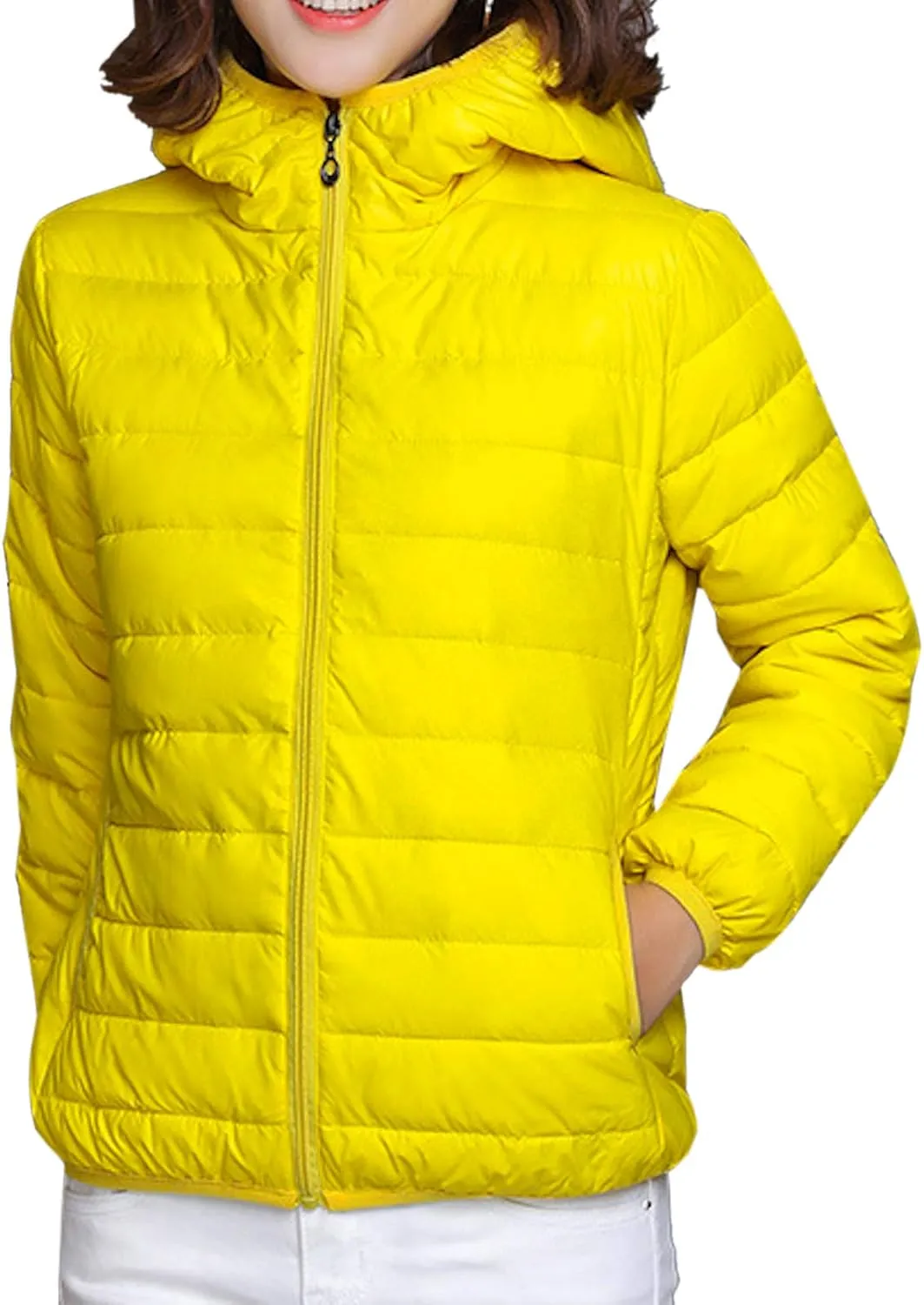 Women's Lightweight Quilted Jacket Hooded Puffer Down Jacket Packable