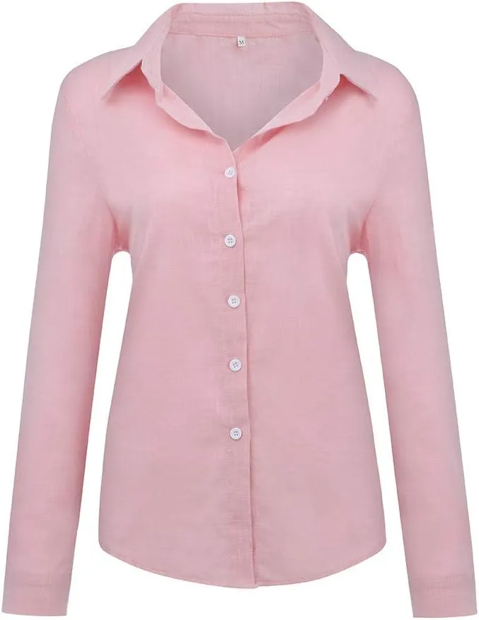 Women's Linen Shirts 2024 Linen Short Sleeved Shirt White Shirt Women Shirts for Women White Dress Shirt Shirts for