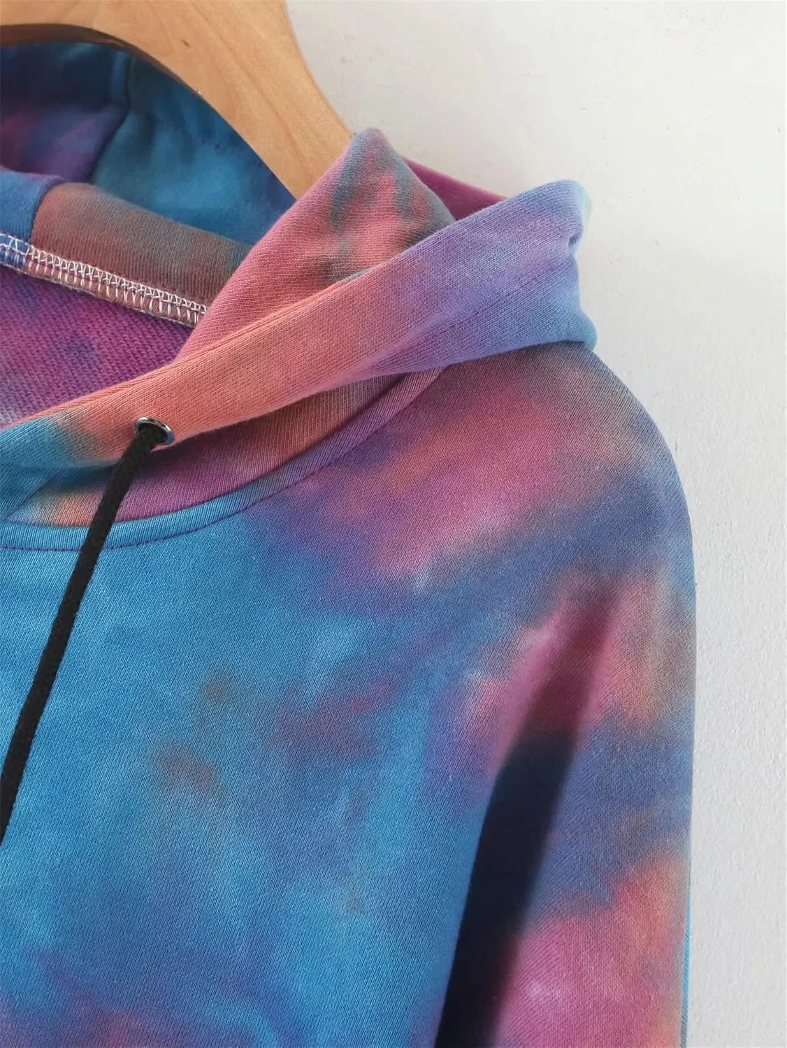 Women's Long Sleeve Printed Hoodie Drawstring Hoodies Tops Tie Dye Printed Pullover Sweatshirts with Pockets