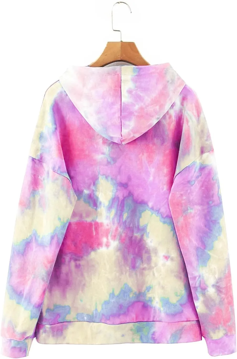 Women's Long Sleeve Printed Hoodie Drawstring Hoodies Tops Tie Dye Printed Pullover Sweatshirts with Pockets