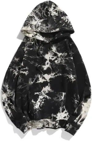 Women's Long Sleeve Printed Hoodie Drawstring Hoodies Tops Tie Dye Printed Pullover Sweatshirts with Pockets