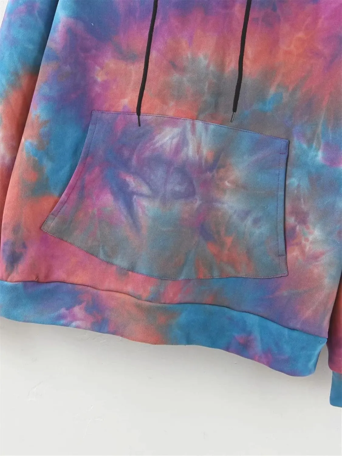 Women's Long Sleeve Printed Hoodie Drawstring Hoodies Tops Tie Dye Printed Pullover Sweatshirts with Pockets