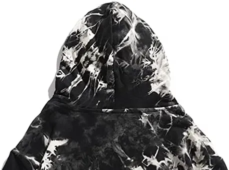 Women's Long Sleeve Printed Hoodie Drawstring Hoodies Tops Tie Dye Printed Pullover Sweatshirts with Pockets