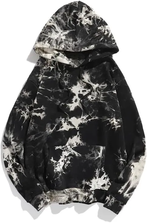 Women's Long Sleeve Printed Hoodie Drawstring Hoodies Tops Tie Dye Printed Pullover Sweatshirts with Pockets