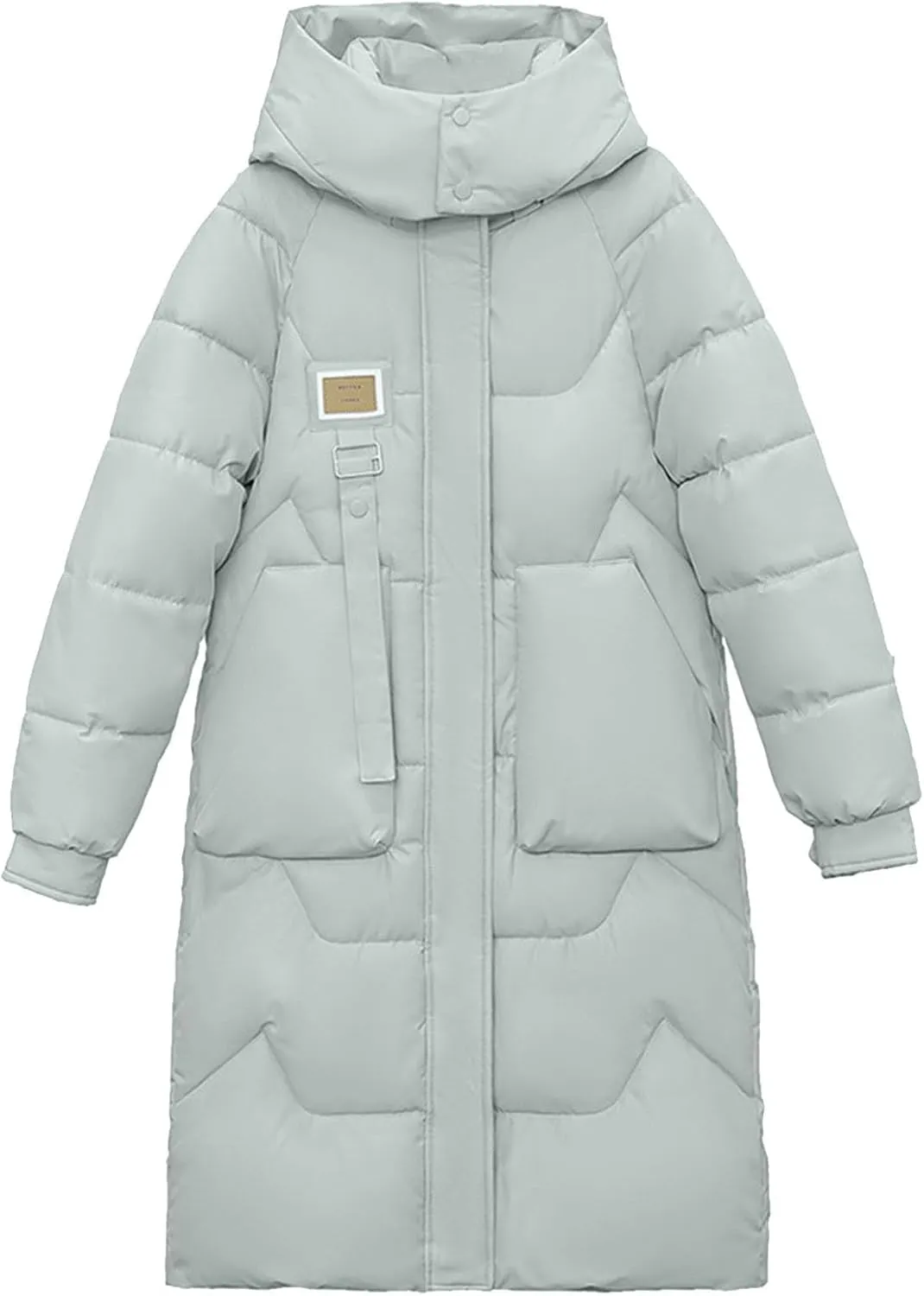 Women's Longer Length Cocoon Puffer Coat,Full Zip Hoodies Stand Collar Jacket Women Quilted Padded Coat Winter Outerwear