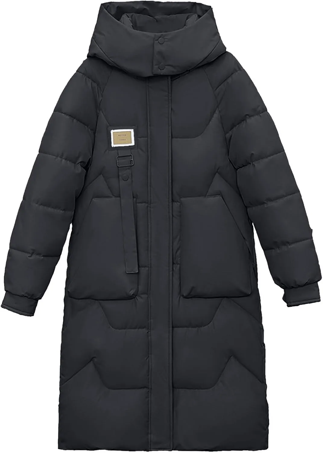Women's Longer Length Cocoon Puffer Coat,Full Zip Hoodies Stand Collar Jacket Women Quilted Padded Coat Winter Outerwear