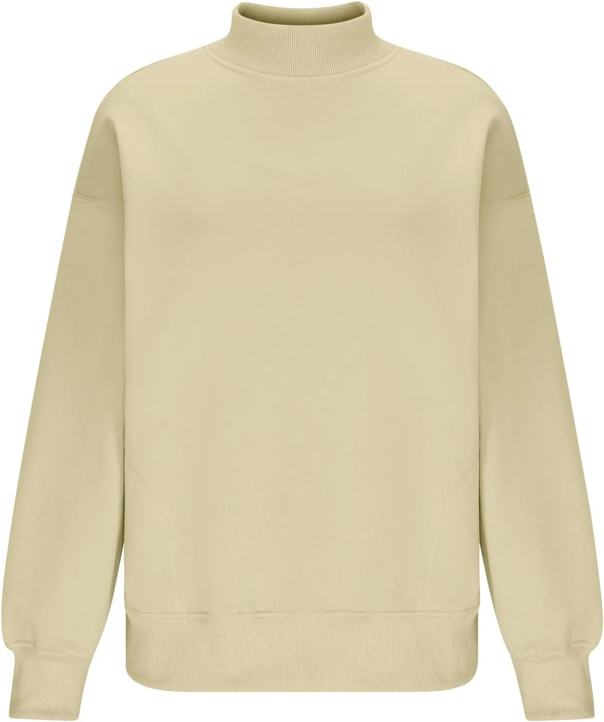 Womens Mock Neck Oversized Sweatshirts with Pockets Fleece Tops Pullover No Hood Sweater for Cold Freezing Weather
