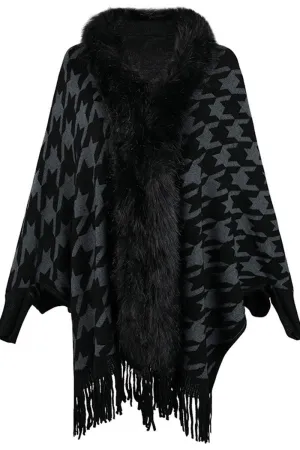 Layered Hemline QuickDryTech WOMENS OPEN FRONT FUR SHAWL JACKET