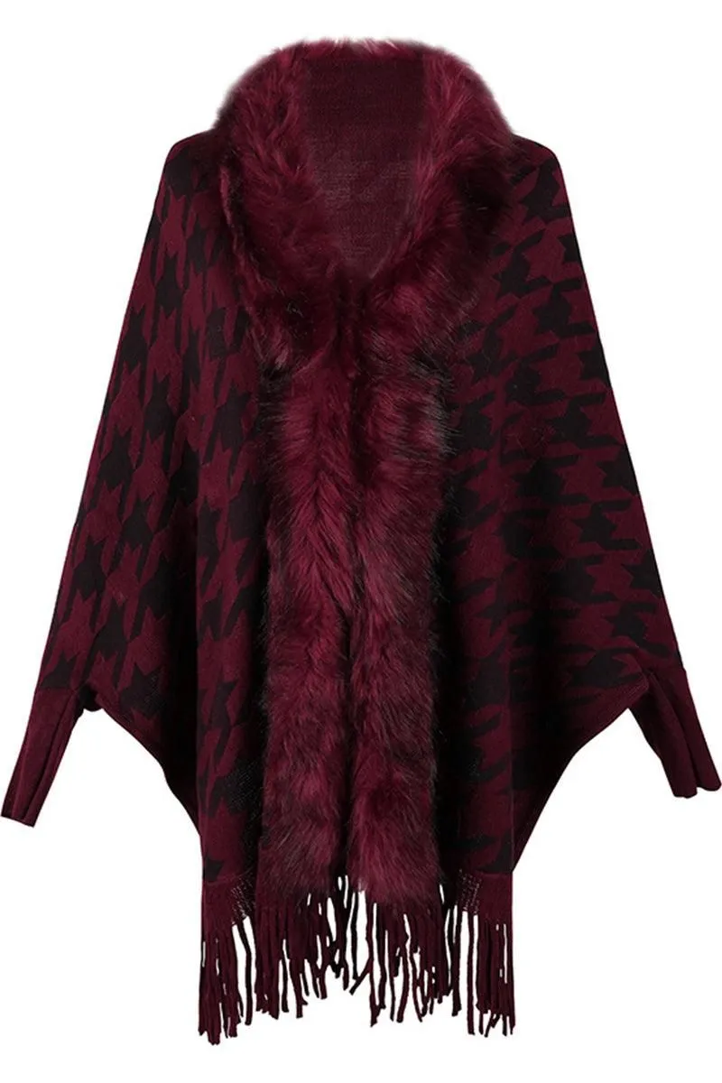 WOMENS OPEN FRONT FUR SHAWL JACKET Quick Access Pockets