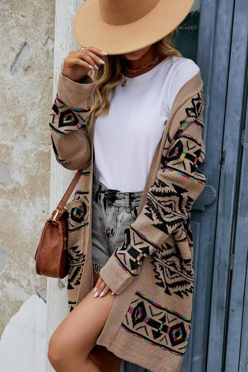 Multi Panel Construction Flatlock Stitching Technique WOMENS OPEN FRONT KNITTED CARDIGAN