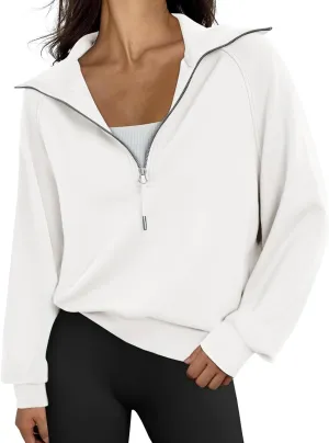 Womens Oversized Sweatshirts Fleece Half Zip Pullover Long Sleeve Teen Girls Fall Y2K Clothes
