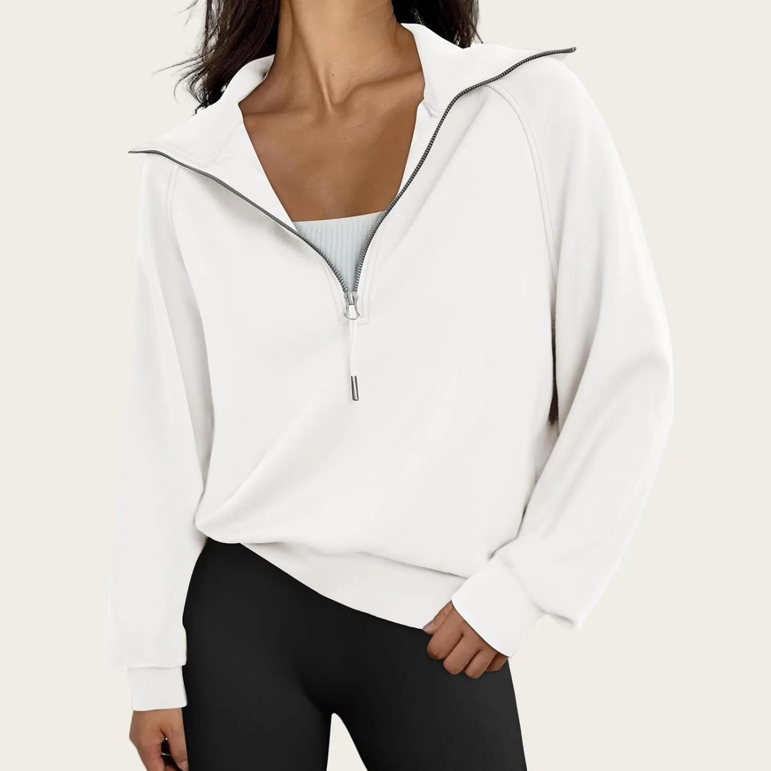 Womens Oversized Sweatshirts Fleece Half Zip Pullover Long Sleeve Teen Girls Fall Y2K Clothes