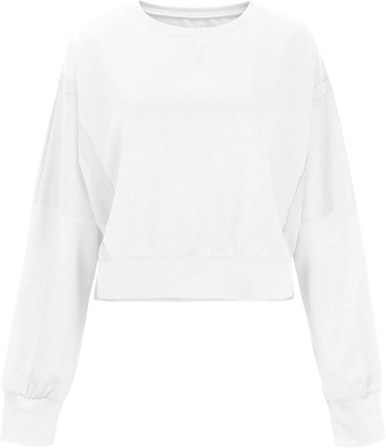 Womens Oversized Sweatshirts Trendy, Cropped Crew Neck Sweatshirts Exposed Seam Loose Tunic Tops Fall Clothes 2025