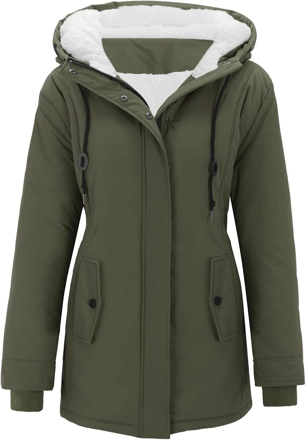 Womens Plus Size Winter Quilted Coat Casual Hooded Lined Fleece Jacket Long Warm Overcoat 2024 Outdoor Travel Outwear