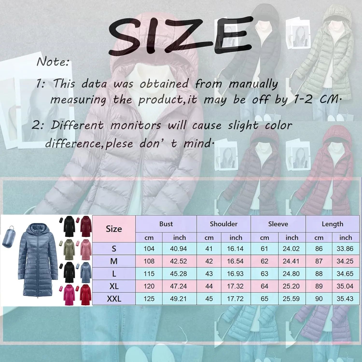 Womens Puffer Jacket 2024 Winter Warm Packable Down Jackets Lightweight Slim Fit Long Hooded Duck Coat Pockets