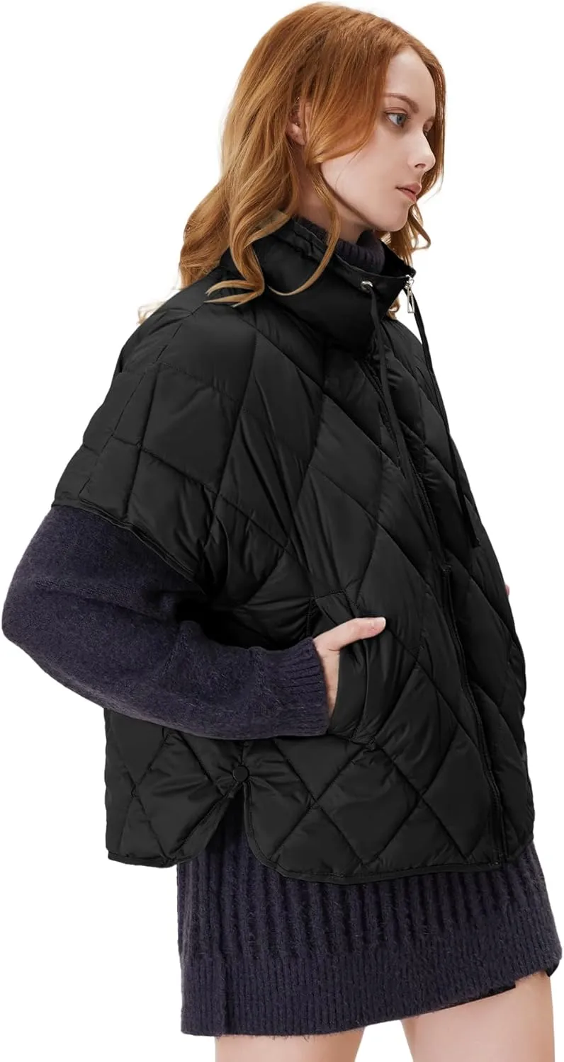 Women's Puffer Vest Short Sleeves Lightweight Outerwear Vests Quilted Jacket Coat with Pockets