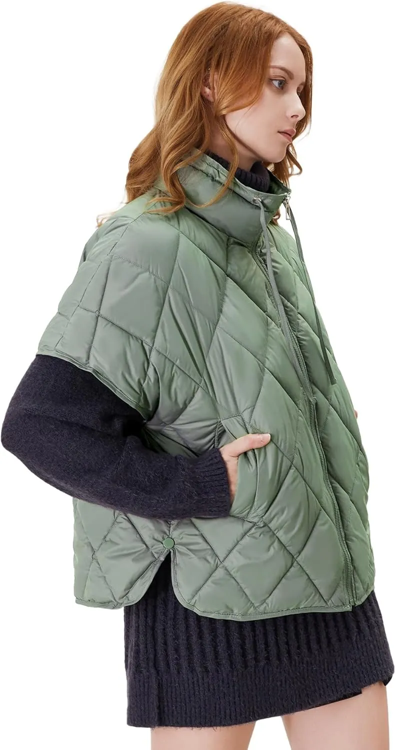 Women's Puffer Vest Short Sleeves Lightweight Outerwear Vests Quilted Jacket Coat with Pockets