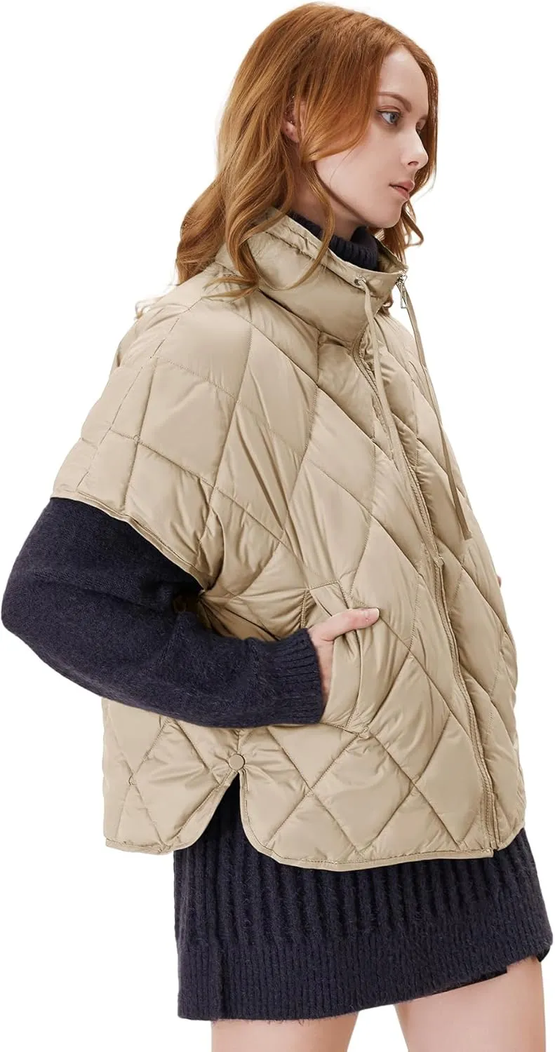 Women's Puffer Vest Short Sleeves Lightweight Outerwear Vests Quilted Jacket Coat with Pockets