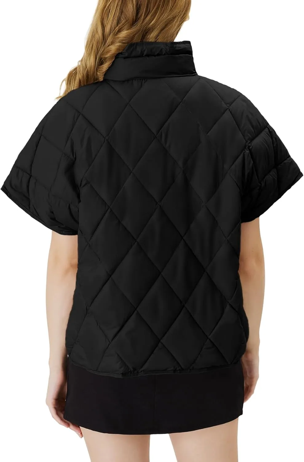 Women's Puffer Vest Short Sleeves Lightweight Outerwear Vests Quilted Jacket Coat with Pockets