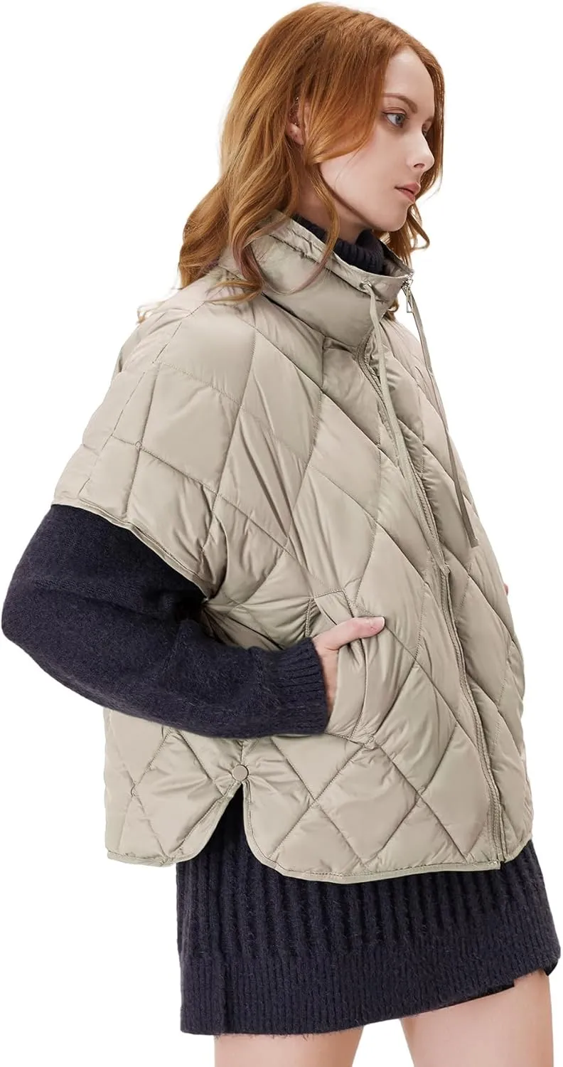 Women's Puffer Vest Short Sleeves Lightweight Outerwear Vests Quilted Jacket Coat with Pockets