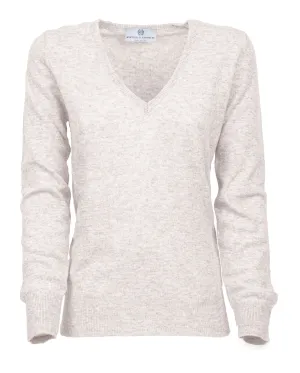 Women's Pure Cashmere V-Neck Sweater Off White