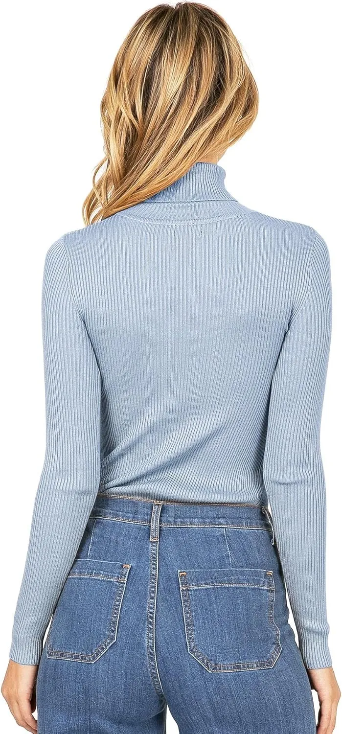 Women's Ribbed Long Sleeve Turtleneck Top