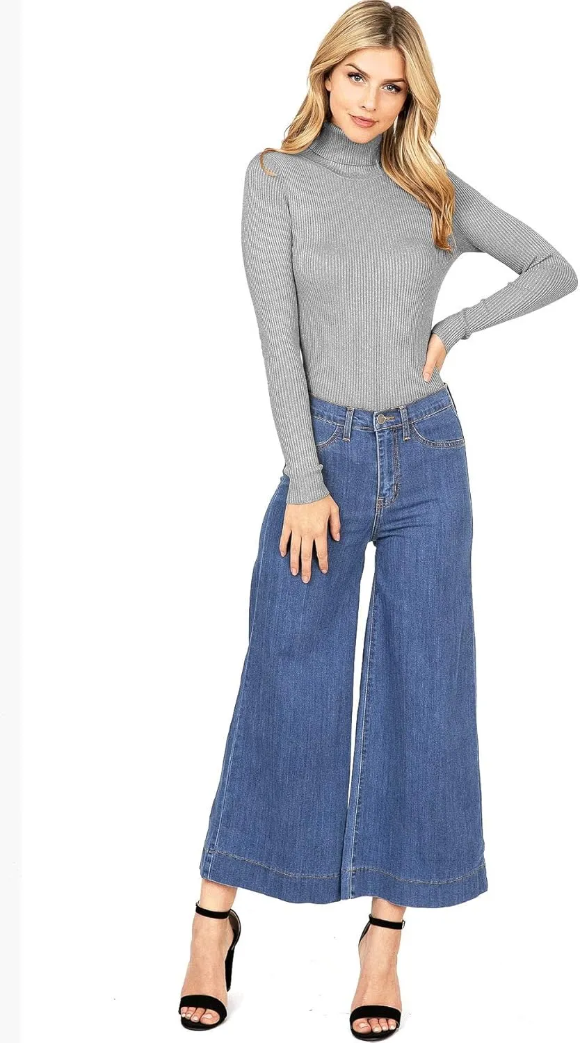 Women's Ribbed Long Sleeve Turtleneck Top