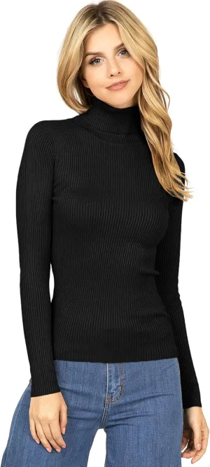Women's Ribbed Long Sleeve Turtleneck Top