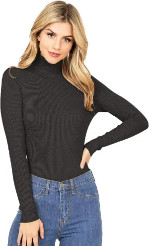 Women's Ribbed Long Sleeve Turtleneck Top