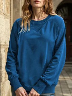 Women's ribbed sleeve loose pullover sweatshirt Flexible Knit