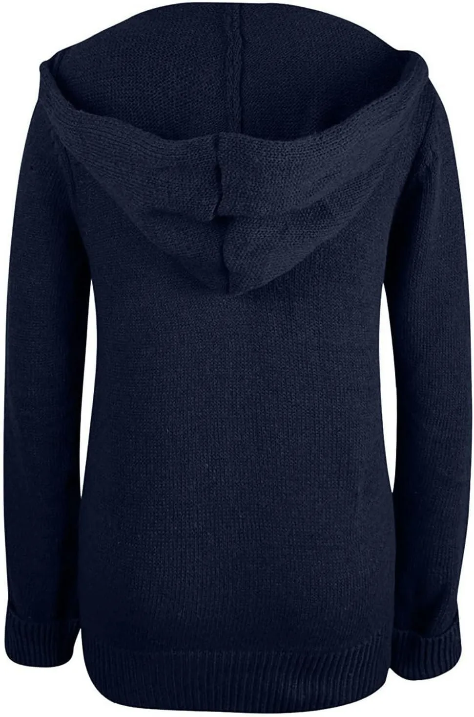 Women's Solid Color Hoodie Jacket Button Knit Loose Long Sleeve Long Sweater Tops Winter Plus Size Coat With Pockets