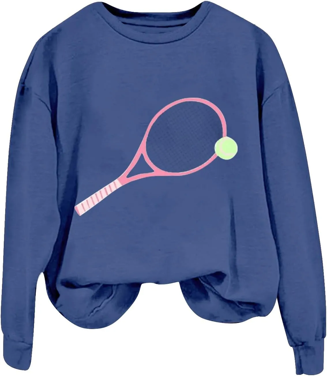 Womens Soprts Tops Tennis Printed Loose Crewneck Long Sleeve Lightweight Pullover Sweatshirt Fall Casual Active Hoodie
