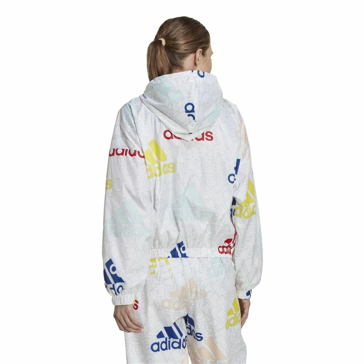 Women'S Sports Jacket Adidas Essentials Multi-Colored Logo White
